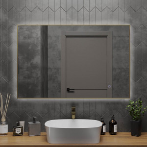 Зеркало Roxen Frida 120x70 в металлической раме матовое золото