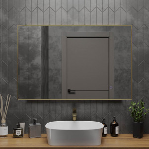 Зеркало Roxen Frida 120x70 в металлической раме матовое золото