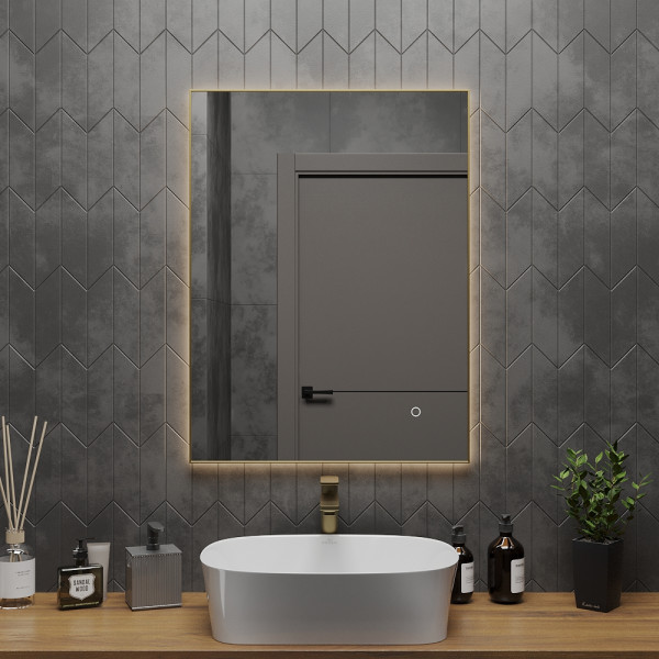 Зеркало Roxen Frida 60x80 в металлической раме матовое золото