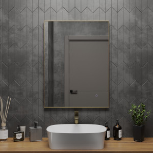 Зеркало Roxen Frida 60x80 в металлической раме матовое золото