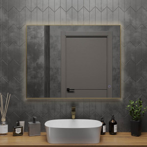 Зеркало Roxen Frida 90x70 в металлической раме матовое золото