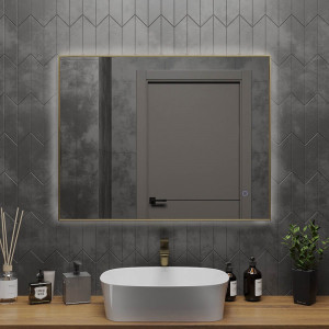 Зеркало Roxen Frida 90x70 в металлической раме матовое золото