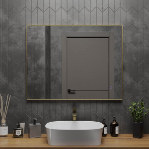 Зеркало Roxen Frida 90x70 в металлической раме матовое золото