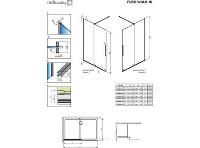 Душевое ограждение (свободный вход) Radawey Furo Walk-in Black 110