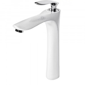 Смеситель для раковины высокий Grocenberg GB3001WC, белый/хром