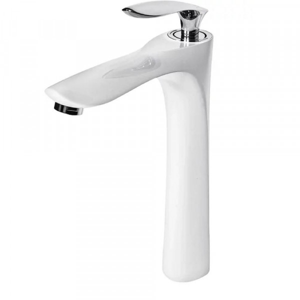 Смеситель для раковины высокий Grocenberg GB3001WC, белый/хром