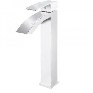 Смеситель для раковины высокий Grocenberg GB3007WC, белый/хром