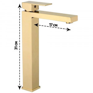Смеситель для раковины высокий Grocenberg GB3008GO, золото