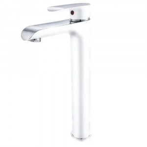 Смеситель для раковины высокий Grocenberg GB3010WC, белый/хром