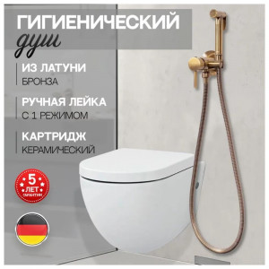 Гигиенический душ со смесителем встраиваемый Hansberge H3099BR бронза