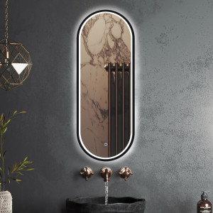 Зеркало Roxen Grown 45x120 в черной алюминиевой раме