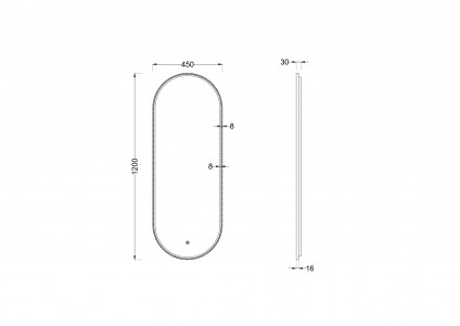Зеркало Roxen Grown 45x120 в черной алюминиевой раме