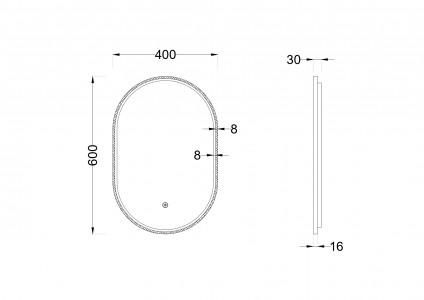 Зеркало Roxen Grown 40x60 в алюминиевой раме оружейная сталь