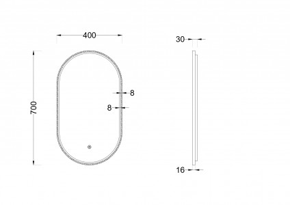 Зеркало Roxen Grown 40x70 в алюминиевой раме оружейная сталь