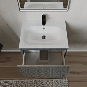 Тумба с раковиной подвесная 60см Terminus Vega VEG10601701601OSL графит