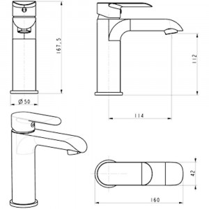 Смеситель для раковины Hansberge H1033C, хром