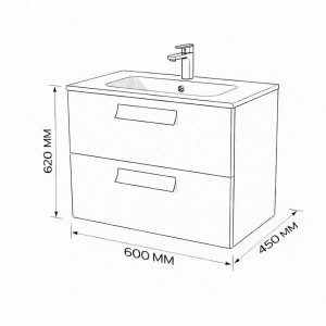 Тумба с раковиной подвесная 60см Terminus Noto NOT10602099901O черный soft touch
