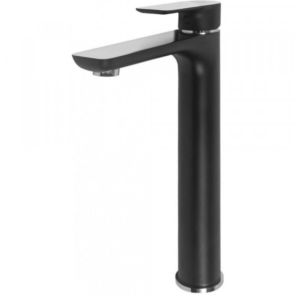 Смеситель для раковины высокий Hansberge H2099BC, черный/хром