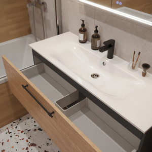 Тумба с раковиной подвесная 120см Terminus Venta VEN101201300001O шпон/дуб