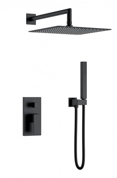 Смеситель встроенный для душа Boheme Qubic Matt Black 474-3-B черный