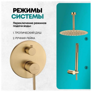 Душевая система встраиваемая без излива Grocenberg GB5099MG-4 матовое золото