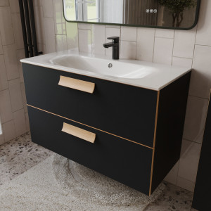 Тумба с раковиной подвесная 100см Terminus Noto NOT101002099901O черный soft touch