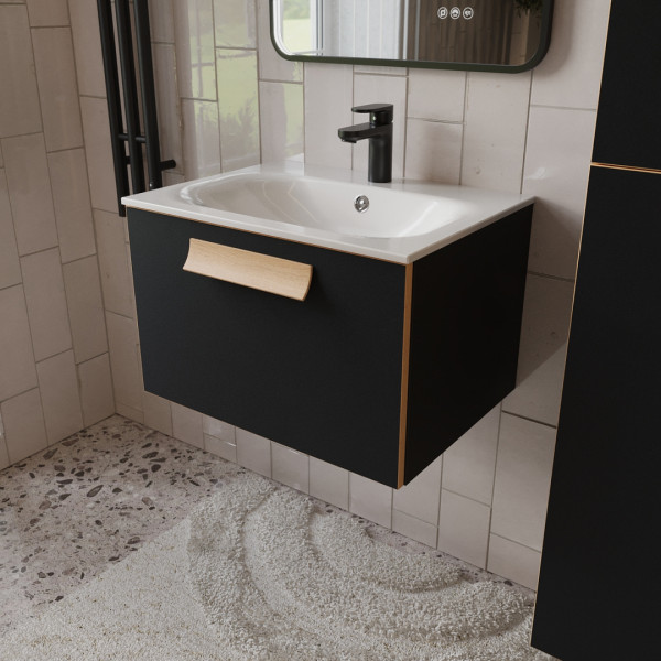 Тумба с раковиной подвесная 60см Terminus Noto NOT10601099901O черный soft touch