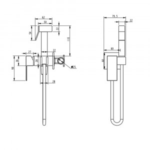 Гигиенический душ со смесителем встраиваемый Grocenberg GB002BG графит
