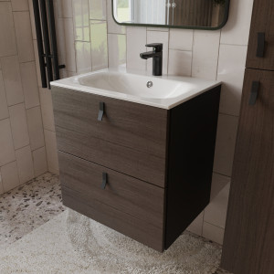 Тумба с раковиной подвесная 60см Terminus Kontur KON10602200001O венге/графит