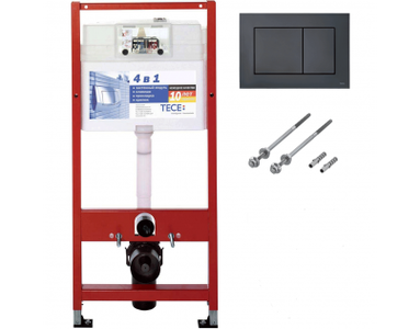Инсталляция TECE base kit для установки подвесного унитаза 9.400.407 кнопка черная матовая