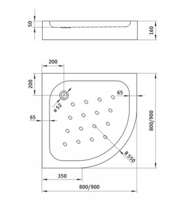 Поддон полукруглый Deante Standard New 90х90х16см (KTA_053B)