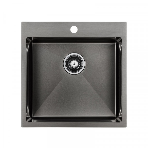 Кухонная мойка Paulmark KRONER 51 PM215151-GM вороненая сталь 51х51см