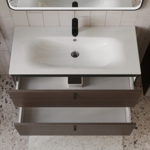 Тумба с раковиной подвесная 100см Terminus Kontur KON101002200001O венге/графит