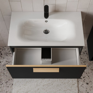 Тумба с раковиной подвесная 80см Terminus Noto NOT10801099901O черный soft touch