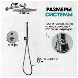 Душевая система встраиваемая без излива Grocenberg GB5099BG-3 графит