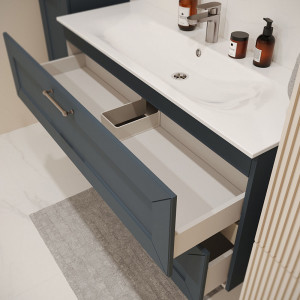 Тумба с раковиной подвесная 120см Terminus Victoria VIC101202703101O серый шёлк