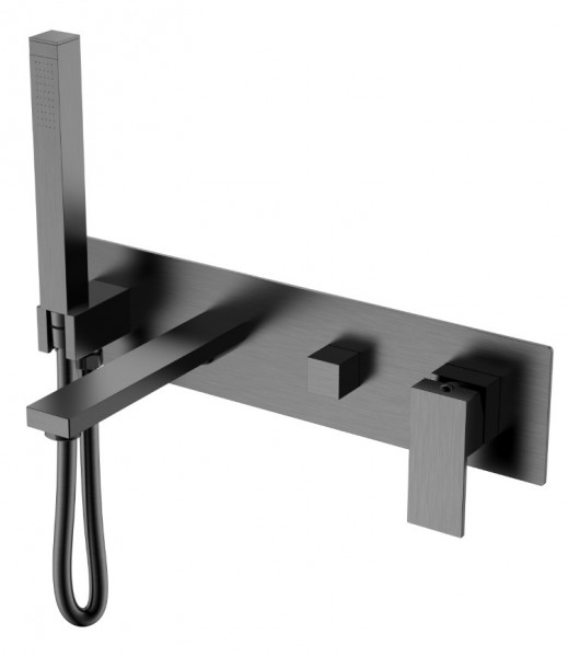 Смеситель для ванны встроенный Boheme Qubic Matt Gun Metal 474-2-GM графит