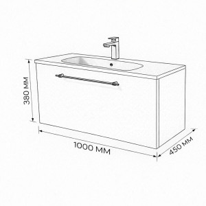 Тумба с раковиной подвесная 100см Terminus Venta VEN101001300001O шпон/дуб