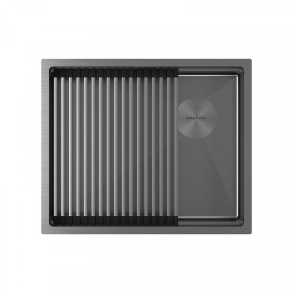 Кухонная мойка Paulmark NEXT-PRO 54 UNI PM705445-GM вороненая сталь 54х45 см