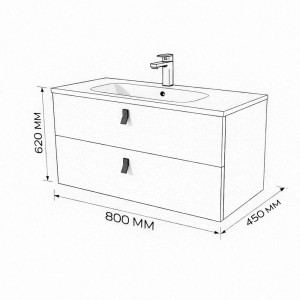 Тумба с раковиной подвесная 80см Terminus Kontur KON10802200001O венге/графит