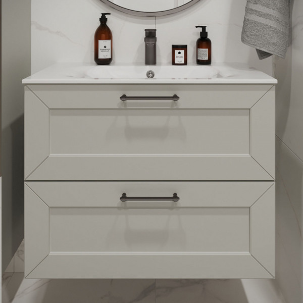 Тумба с раковиной подвесная 80см Terminus Victoria VIC10802900301O белый