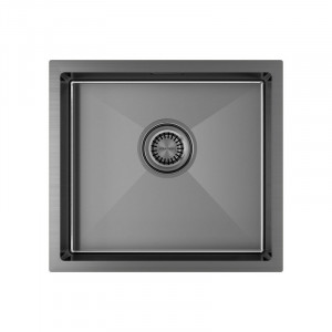 Кухонная мойка Paulmark ALLER 44 UNI PM94444-GM вороненая сталь PVD 44х44см