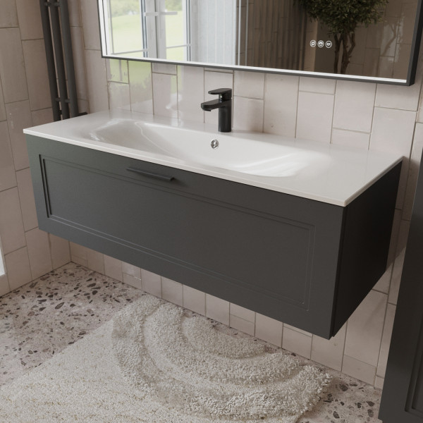 Тумба с раковиной подвесная 120см Terminus Classik CLA101201701601O графит