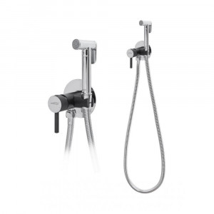 Гигиенический душ со смесителем встраиваемый Hansberge H3099BC хром/черный