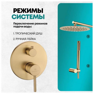Душевая система встраиваемая без излива Grocenberg GB5099MG-3 матовое золото