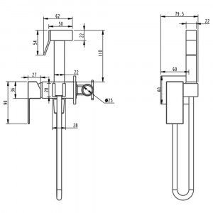 Гигиенический душ со смесителем встраиваемый Grocenberg GB007GO золото