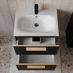 Тумба с раковиной подвесная 60см Terminus Noto NOT10602099901O черный soft touch