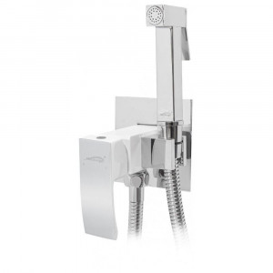 Гигиенический душ со смесителем встраиваемый Hansberge H3077W хром/белый