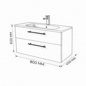Тумба с раковиной подвесная 80см Terminus Venta VEN10802300001O шпон/дуб