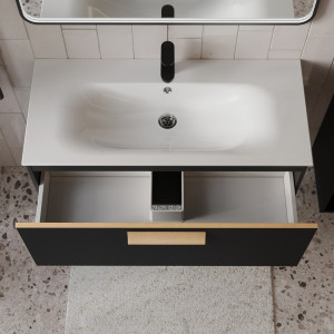 Тумба с раковиной подвесная 100см Terminus Noto NOT101001099901O черный soft touch